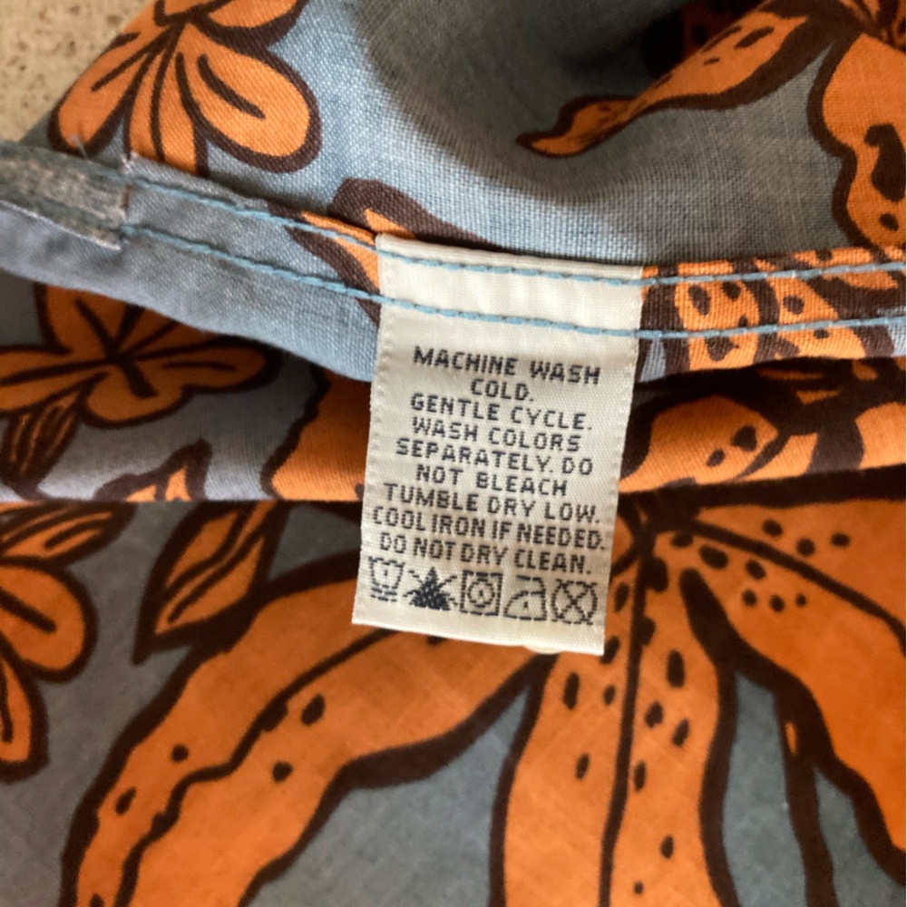 REYN SPOONER Blue and Orange Casual Button Down Hawaiian Shirt (NEW) - Picture 7 of 10